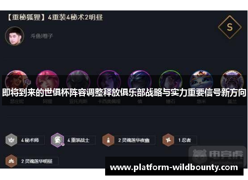 即将到来的世俱杯阵容调整释放俱乐部战略与实力重要信号新方向